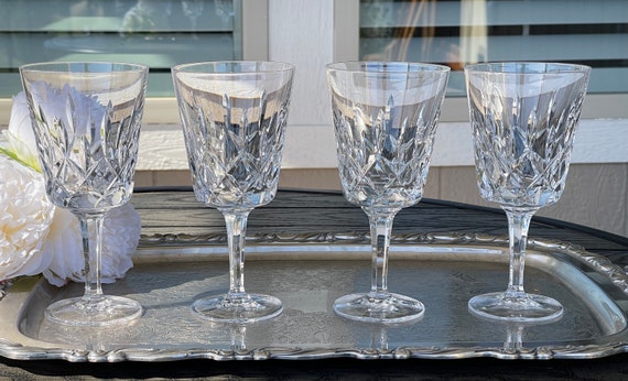 Gorham Crystal Water Glasses in king Edward Pattern, Four Hand