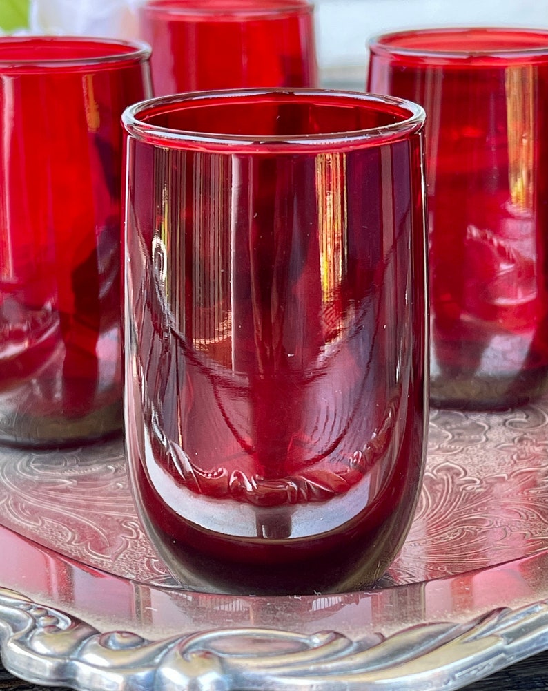 1930s Ruby Red Juice Glasses Roly Poly Royal Ruby Anchor Etsy