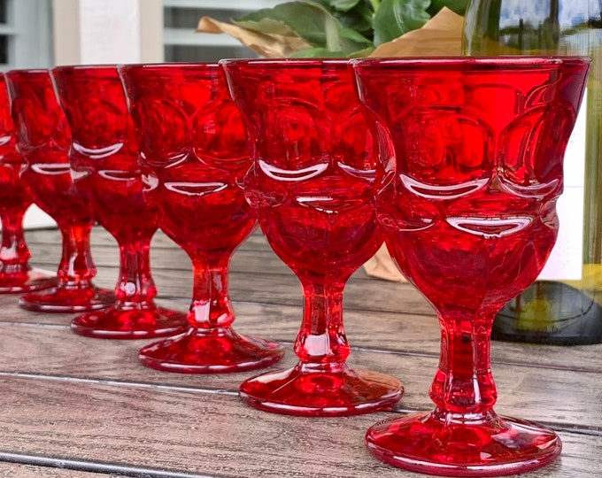 Vintage Ruby Red Wine Glasses From Fostoria in Etsy