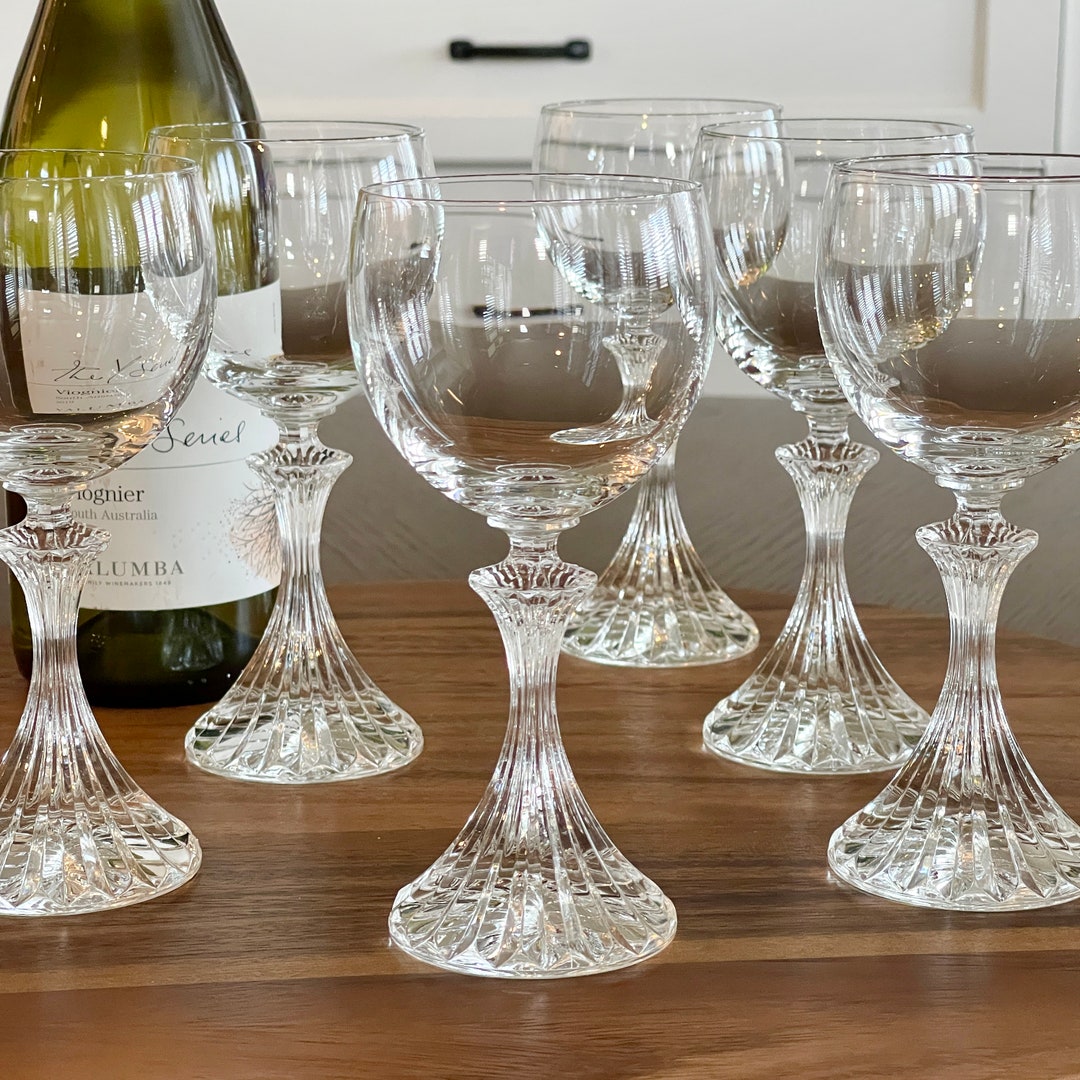 6 Vintage the Ritz Crystal Wine Glasses by Mikasa, Elegant Round Bowl W