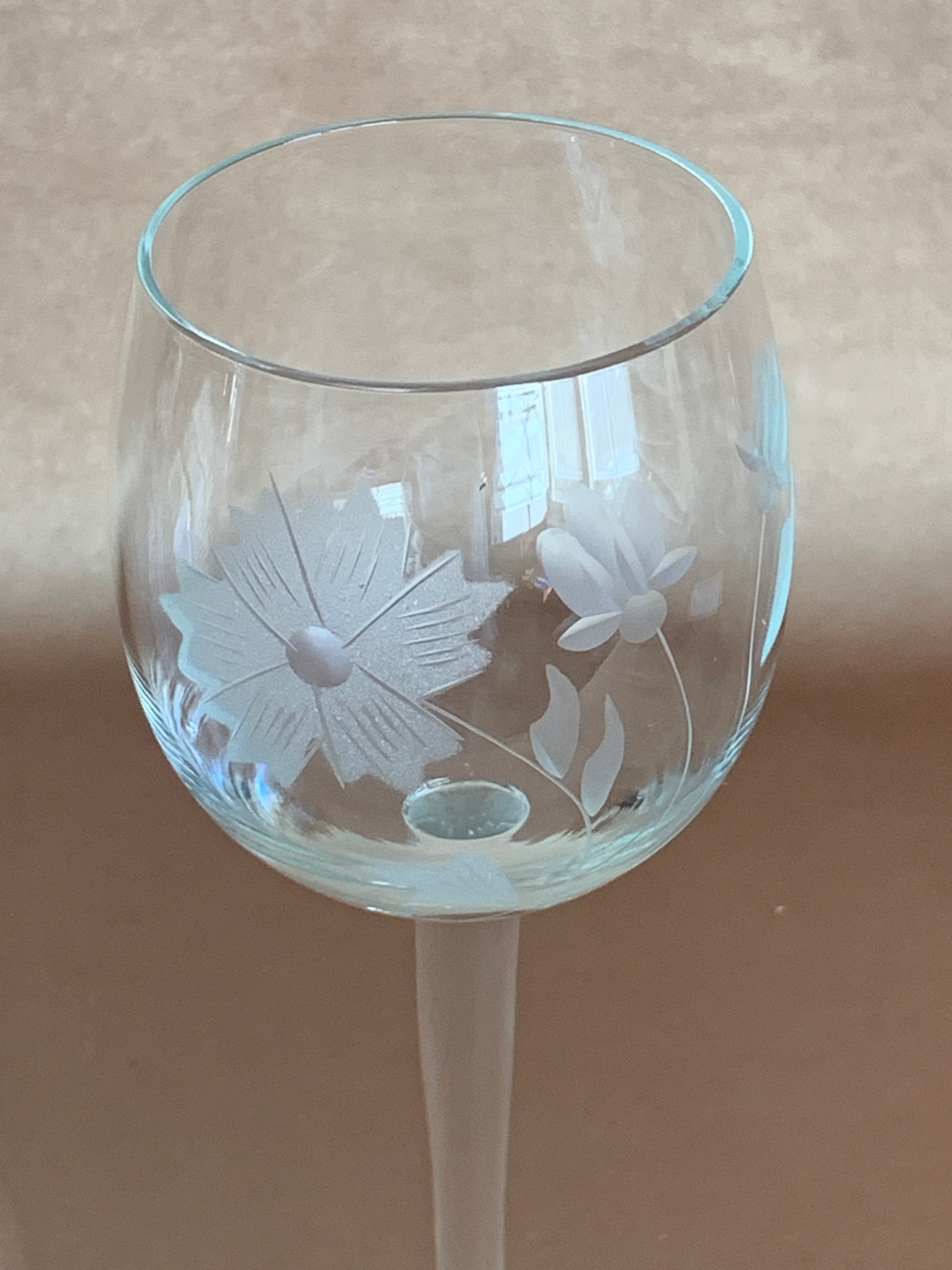 Etched Crystal Wine Glass Toscany Romania Hand Blown Glass Etsy
