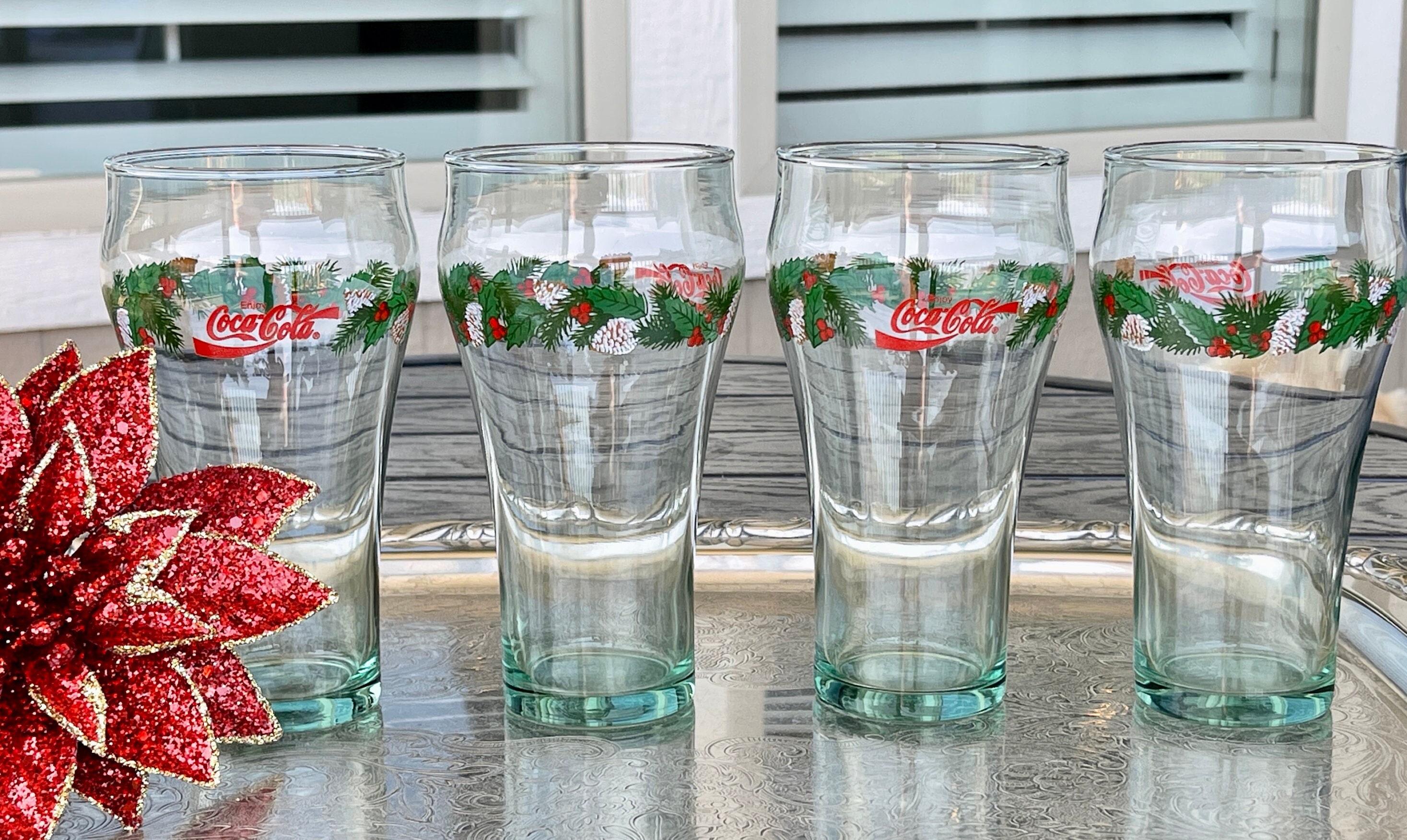 Vintage Wendy’s Coca Cola glasses！×3 Set of 3 Vintage Coca-Cola Coke Drinking Glasses Tiffany