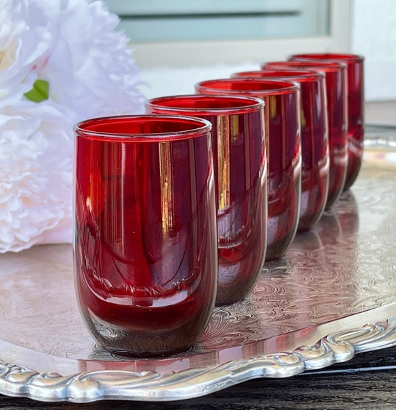 1930s Ruby Red Juice Glasses Roly Poly Royal Ruby Anchor - Etsy