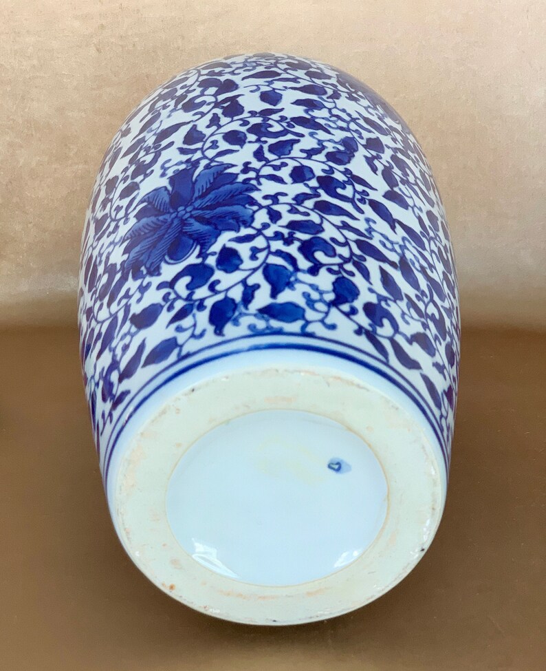 Large Blue and White Chinoiserie Vase 14 Asian Balaster Etsy
