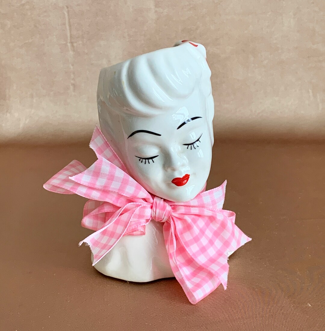 Vintage Ceramic Glamour Girl Head Vase Mid Century Betty Etsy