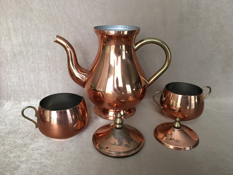 Copper Coffee Set Brass and Copper Copper Tea Service ODI Etsy