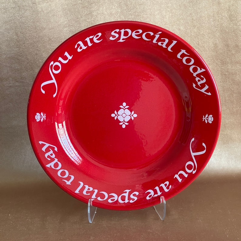 Vintage You Are Special Today Red Ceramic Plate, Original 1979 Plate Made in W Germany, Red Family Celebration Plate, Waechtersbach Plate. image 6