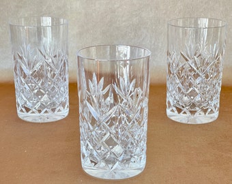 Three Atlantis Crystal Highball Tumblers In "Catalina" Pattern, Vintage Hand Crafted Crystal Cocktail Glass, Mid Century Cut Crystal Barware