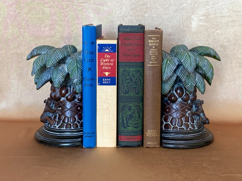 Tropical Palm Tree Bookends Monkeys on Palm Tree Ceramic Etsy