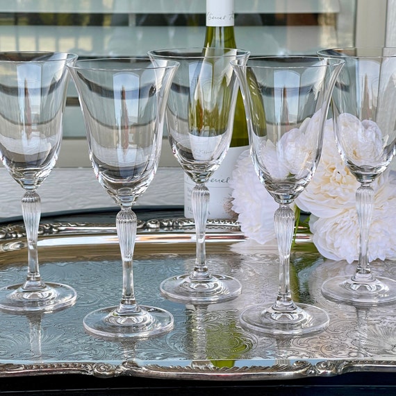 Copas de vino estriadas altas y sexys, cristal soplado a mano Oneida  vintage en Andrielle Clear, copas Heritage elegantes para celebraciones de  brindis -  España