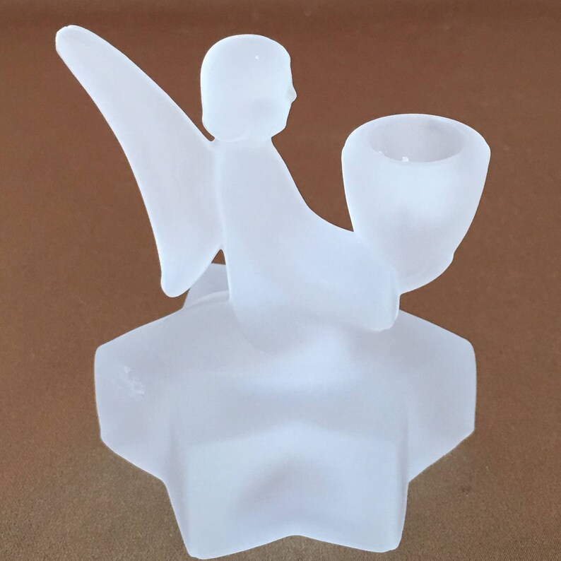 Angel Candle Holders Frosted Glass Angel LE Smith Angels Etsy UK