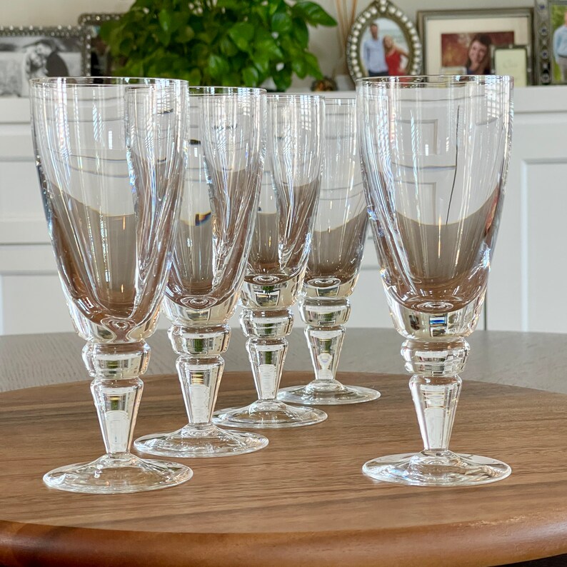 Five Vintage Rosenthal Crystal Cocktail Barware, Mid Century Rosenthal 8 oz Beer Goblets, Luxury Crystal Stemware Wedding Engagement Gifts image 4