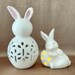 Pair of Reticulated Ceramic Rabbits, Light up Dept 56 Bunnies, Vintage ...