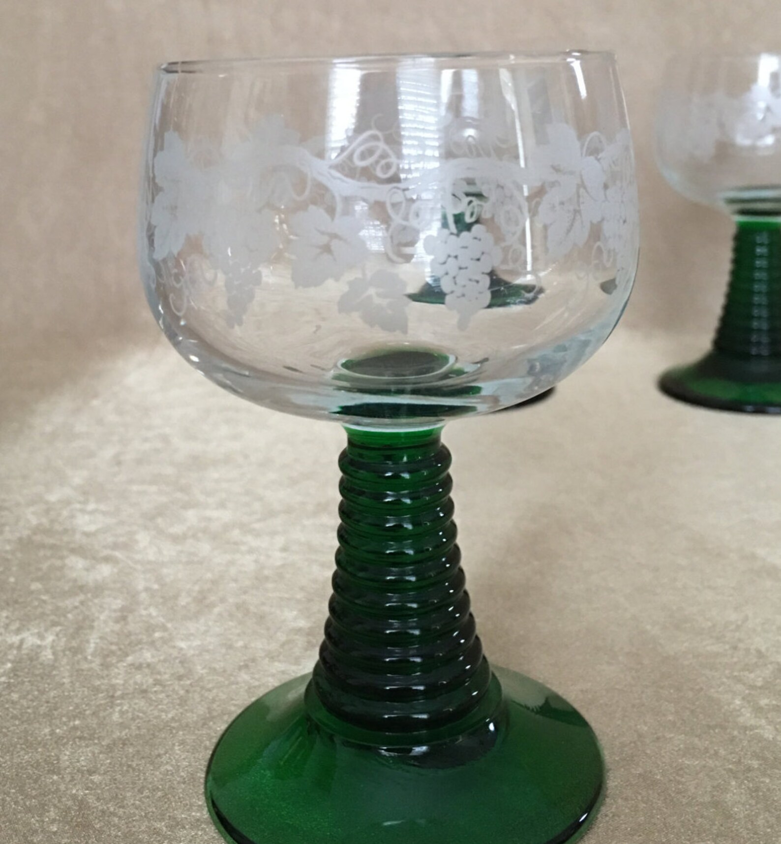 Roemer Wine Glass German Wine Green Stem Vintage Glass Etsy
