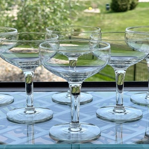 Six Classic Design Hand Blown Champagne Cocktail Coupe Glasses, Vintage Large Bowl Minimalist Champagne Glass, Celebration Toasting Barware