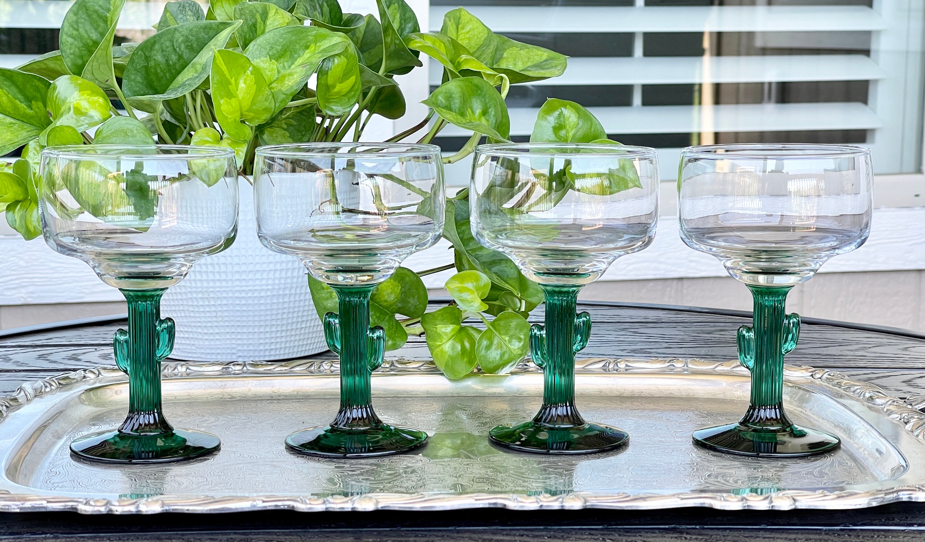 Green Cactus Stem Margarita Cocktail Glasses, Summer Entertaining  Glassware, Southwestern Barware, Fathers Day Bar Gift for Margarita Lover -  Etsy