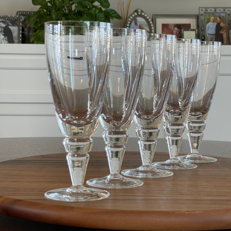 Five Vintage Rosenthal Crystal Cocktail Barware, Mid Century Rosenthal 8 oz Beer Goblets, Luxury Crystal Stemware Wedding Engagement Gifts image 5