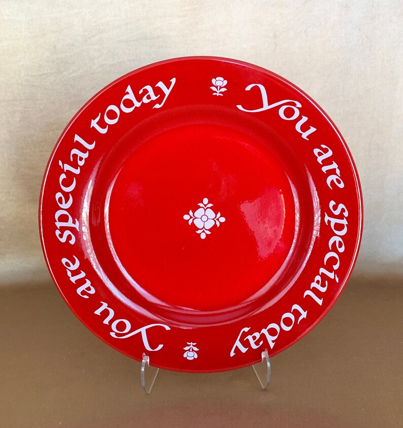 Vintage You Are Special Today Red Ceramic Plate, Original 1979 Plate Made in W Germany, Red Family Celebration Plate, Waechtersbach Plate. image 3