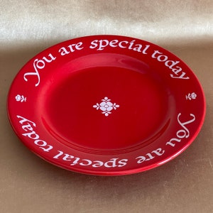 Vintage You Are Special Today Red Ceramic Plate, Original 1979 Plate Made in W Germany, Red Family Celebration Plate, Waechtersbach Plate. image 4
