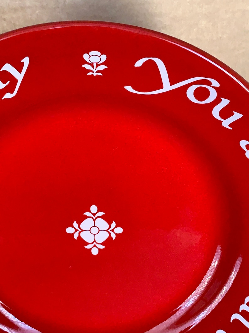 Vintage You Are Special Today Red Ceramic Plate, Original 1979 Plate Made in W Germany, Red Family Celebration Plate, Waechtersbach Plate. image 5