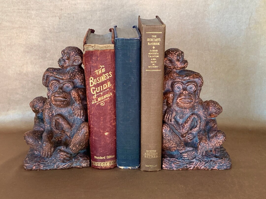 Vintage Monkey Bookends Home Decor Heavy Detailed Sand Resin Etsy