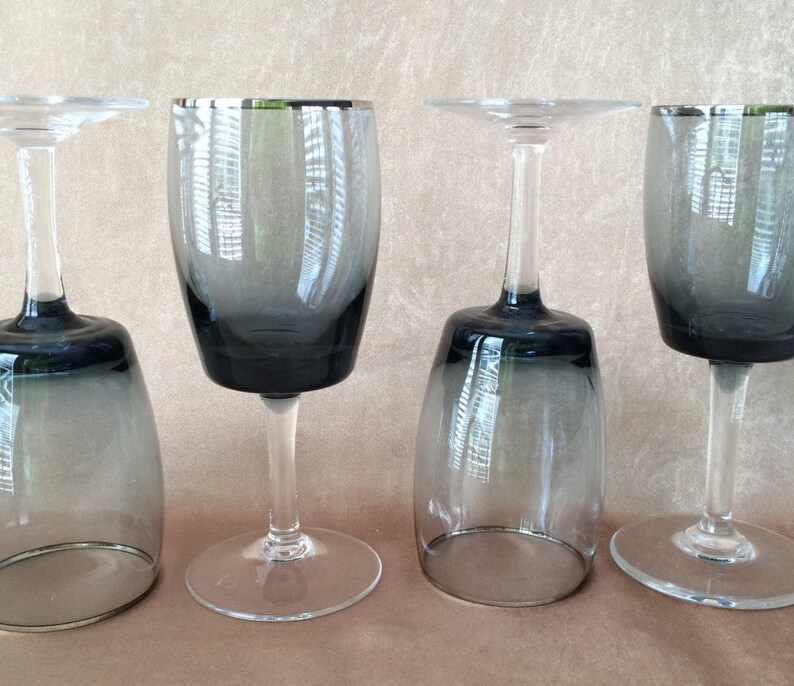 Danish Modern Wine Glasses Gorham Midnight Mist Smoke Grey Image 0