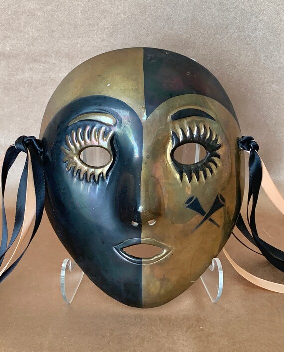 Brass Wall Masks, Masquerade Mardi Gras Carnival Brass Face Wall