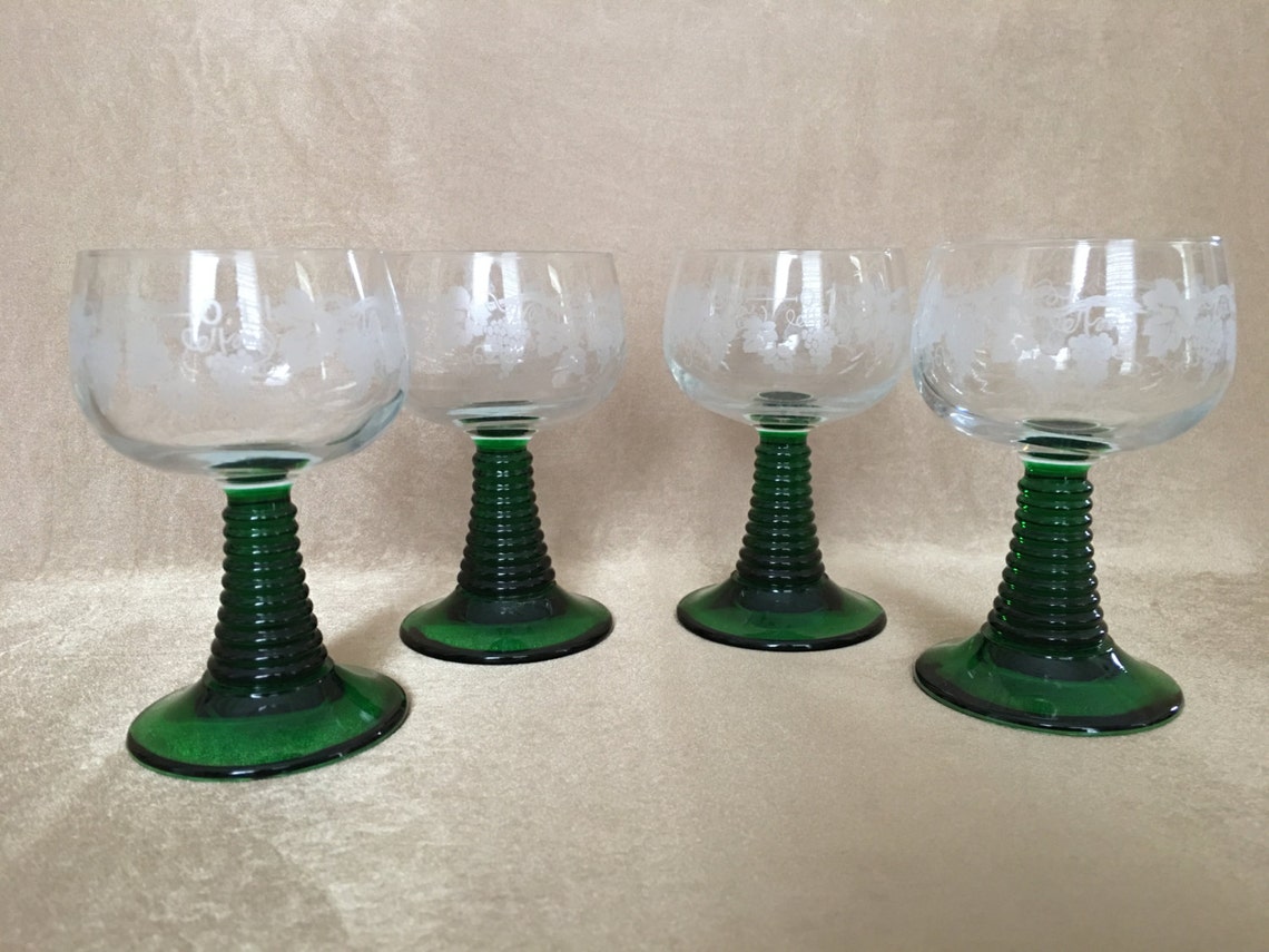Roemer Wine Glass German Wine Green Stem Vintage Glass Etsy