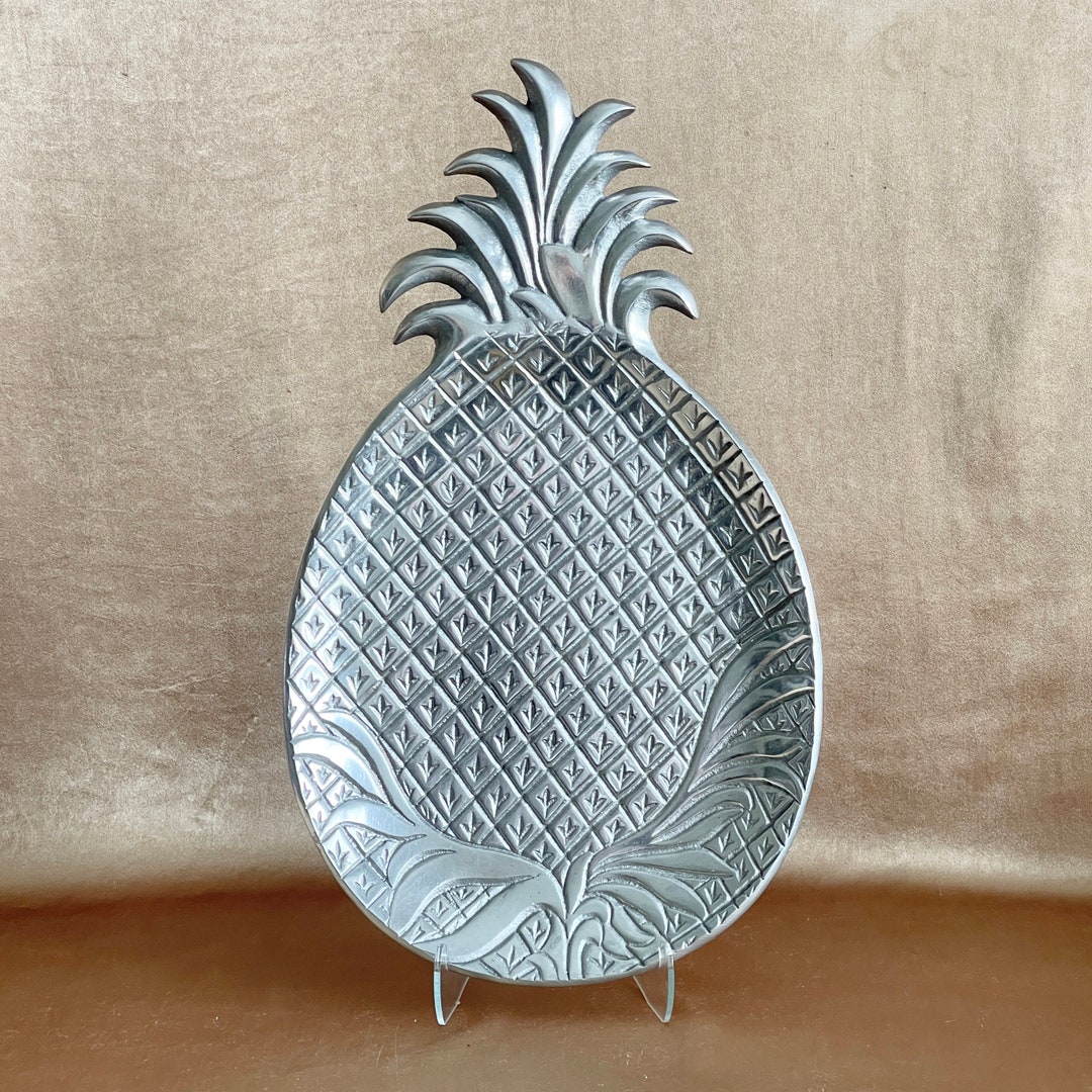 Large Pewter Pineapple Serving Tray, Southern Symbol for Hospitality
