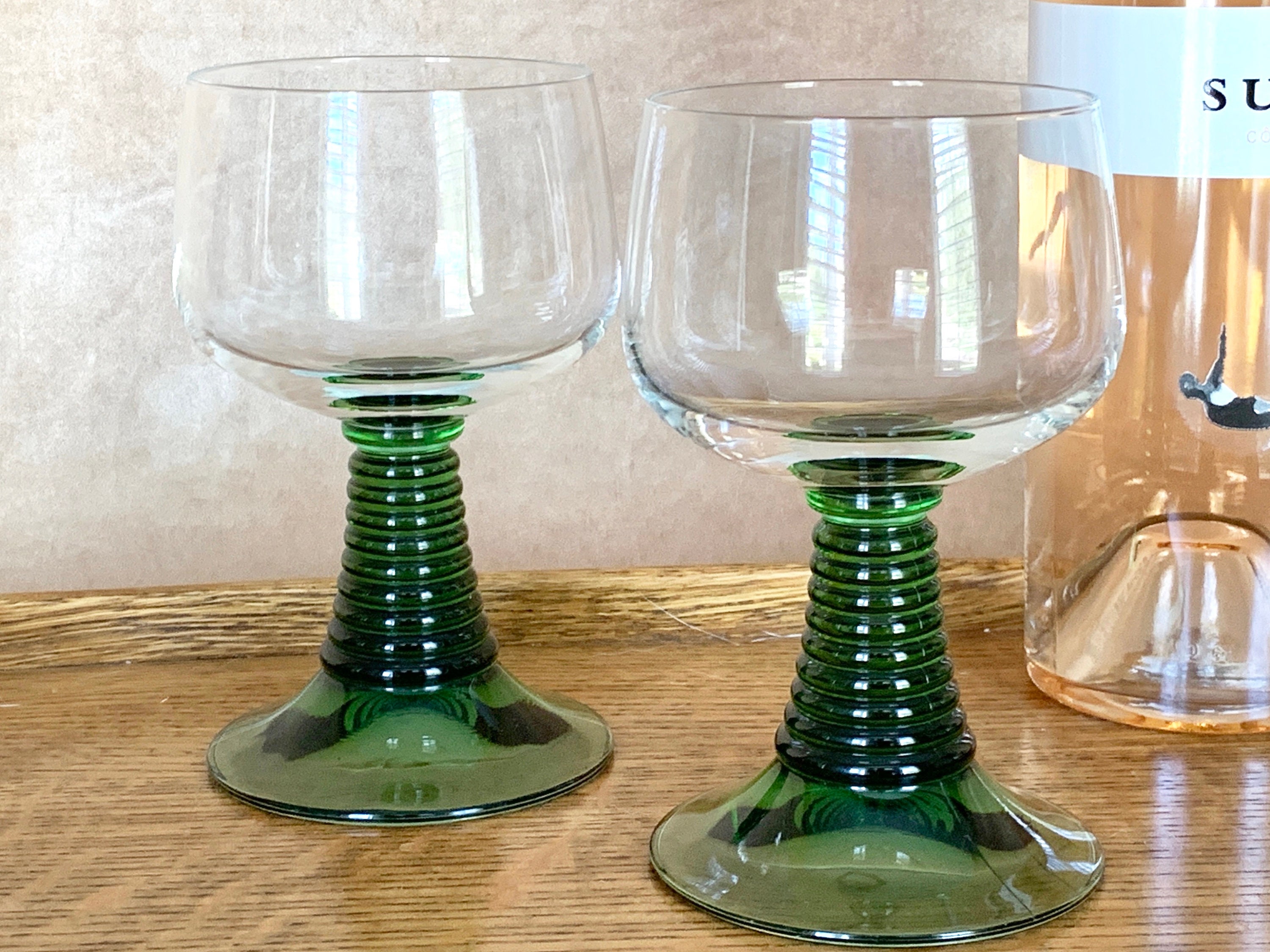 Handblown Green Stemless Wine Glasses, Set of 2 – Intertwined: Handmade for  Good