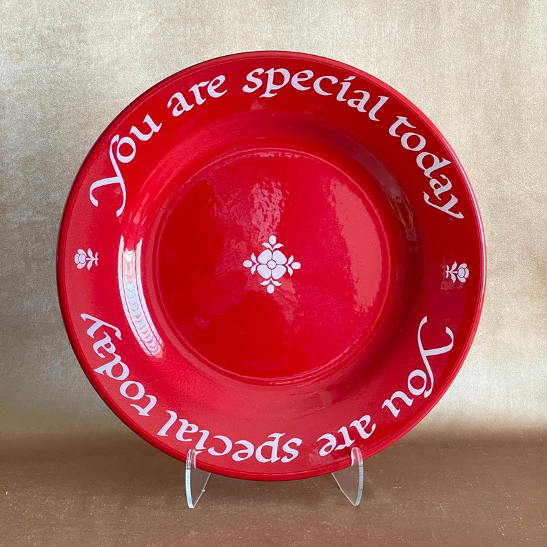 Vintage You Are Special Today Red Ceramic Plate, Original 1979 Plate Made in W Germany, Red Family Celebration Plate, Waechtersbach Plate. image 1