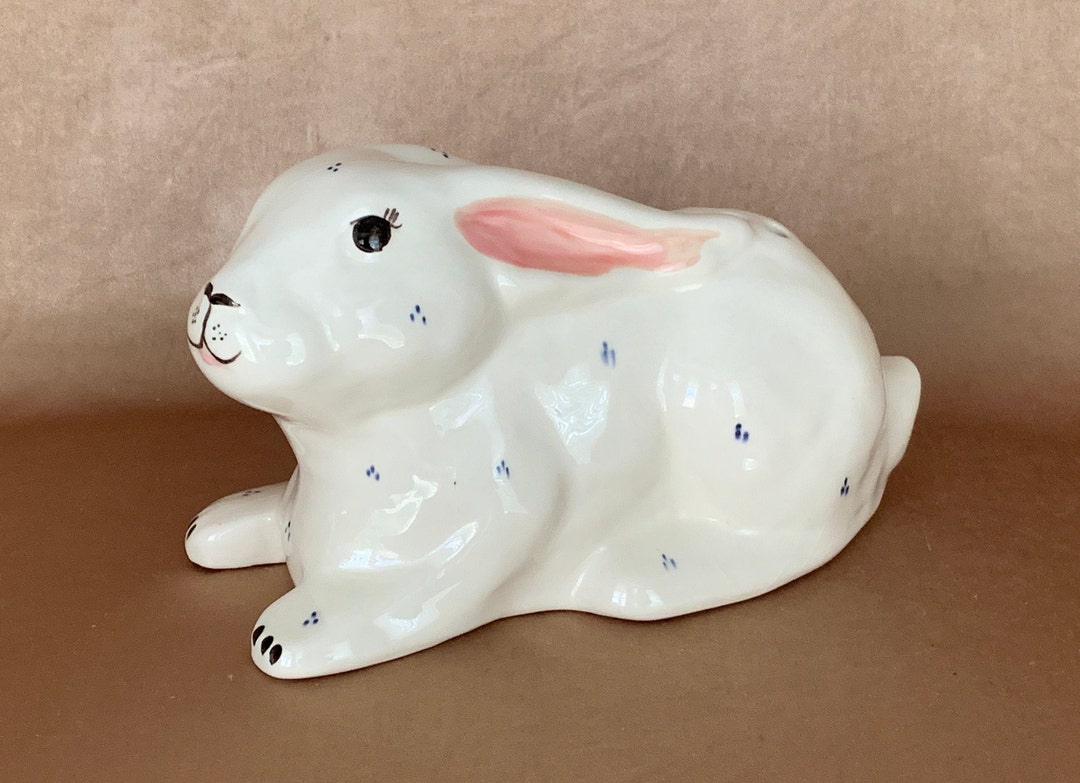 Vintage California Pottery Bunny Statue, Easter Home Decor, Reticulated ...