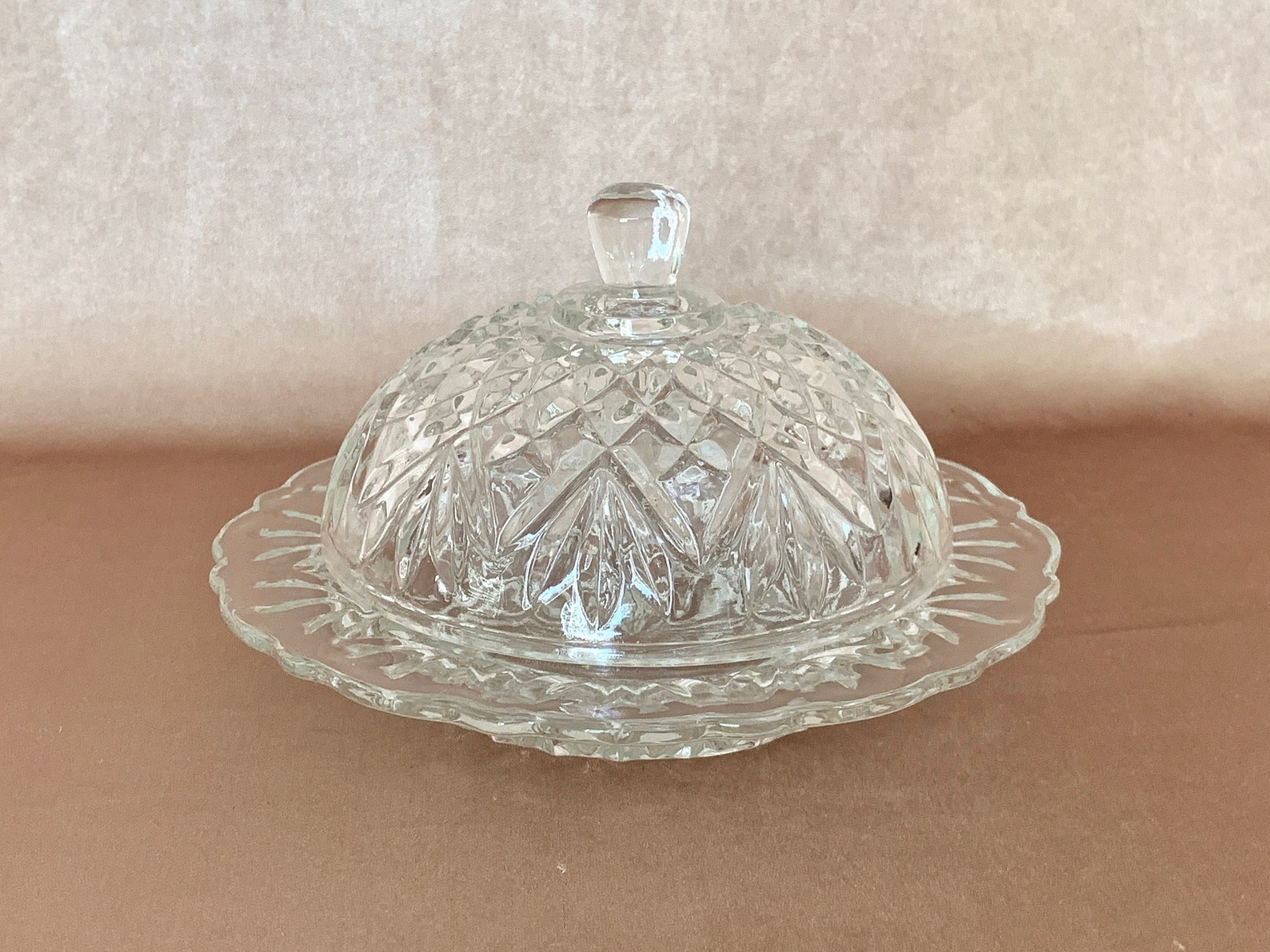 Vintage Round Lidded Butter Dish Anchor Hocking Prescut Etsy