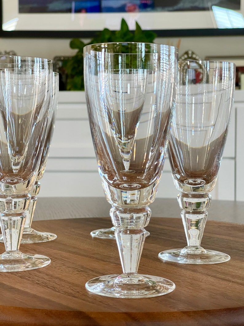 Five Vintage Rosenthal Crystal Cocktail Barware, Mid Century Rosenthal 8 oz Beer Goblets, Luxury Crystal Stemware Wedding Engagement Gifts image 3