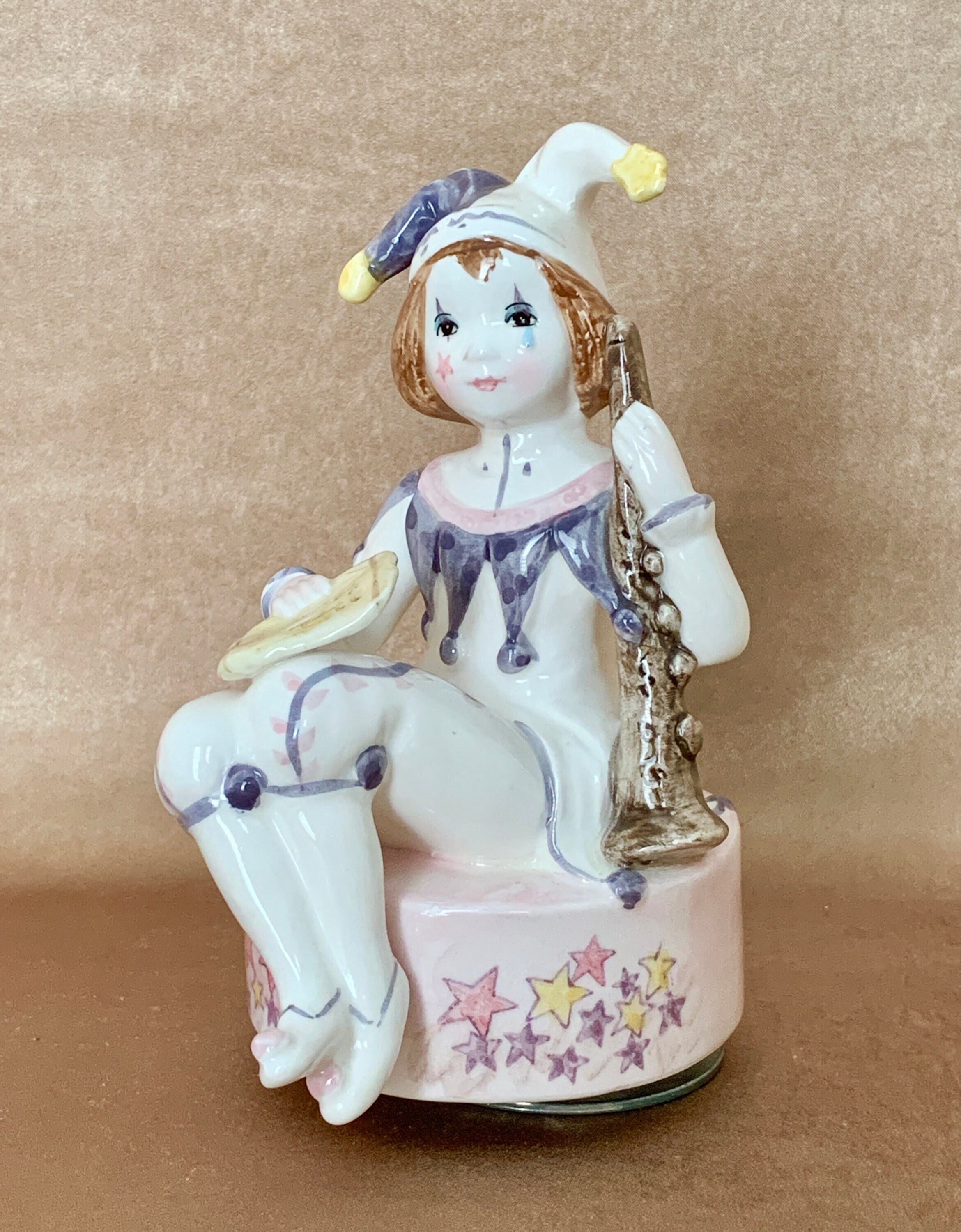 Schmid Yamata Jester Music Box, Signed Porcelain Collectible Schmid Yamata Jester Music Box, Signed Porcelain Collectible