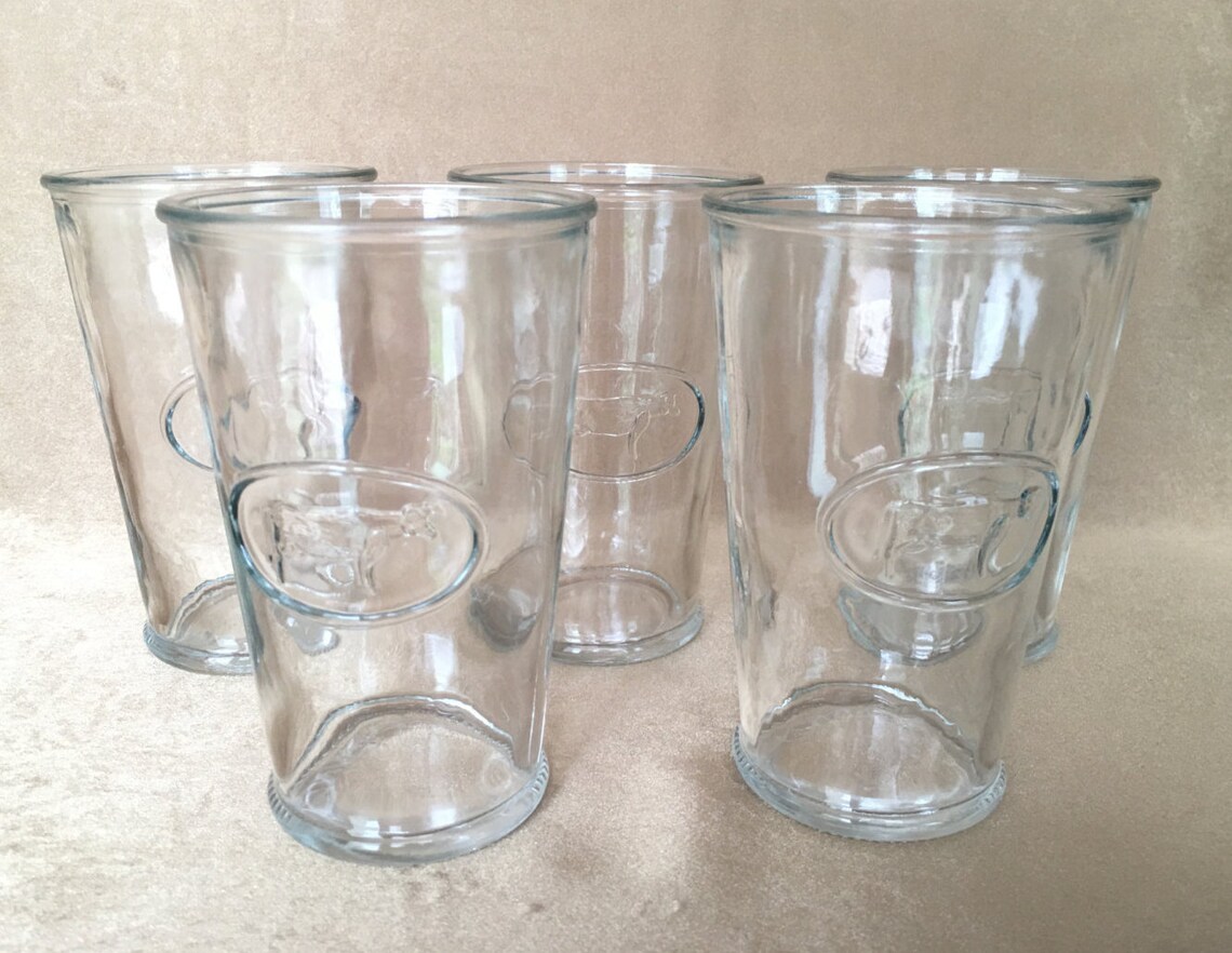 Cow Drinking Glasses Raised Cow Design Raised Relief Clear Etsy