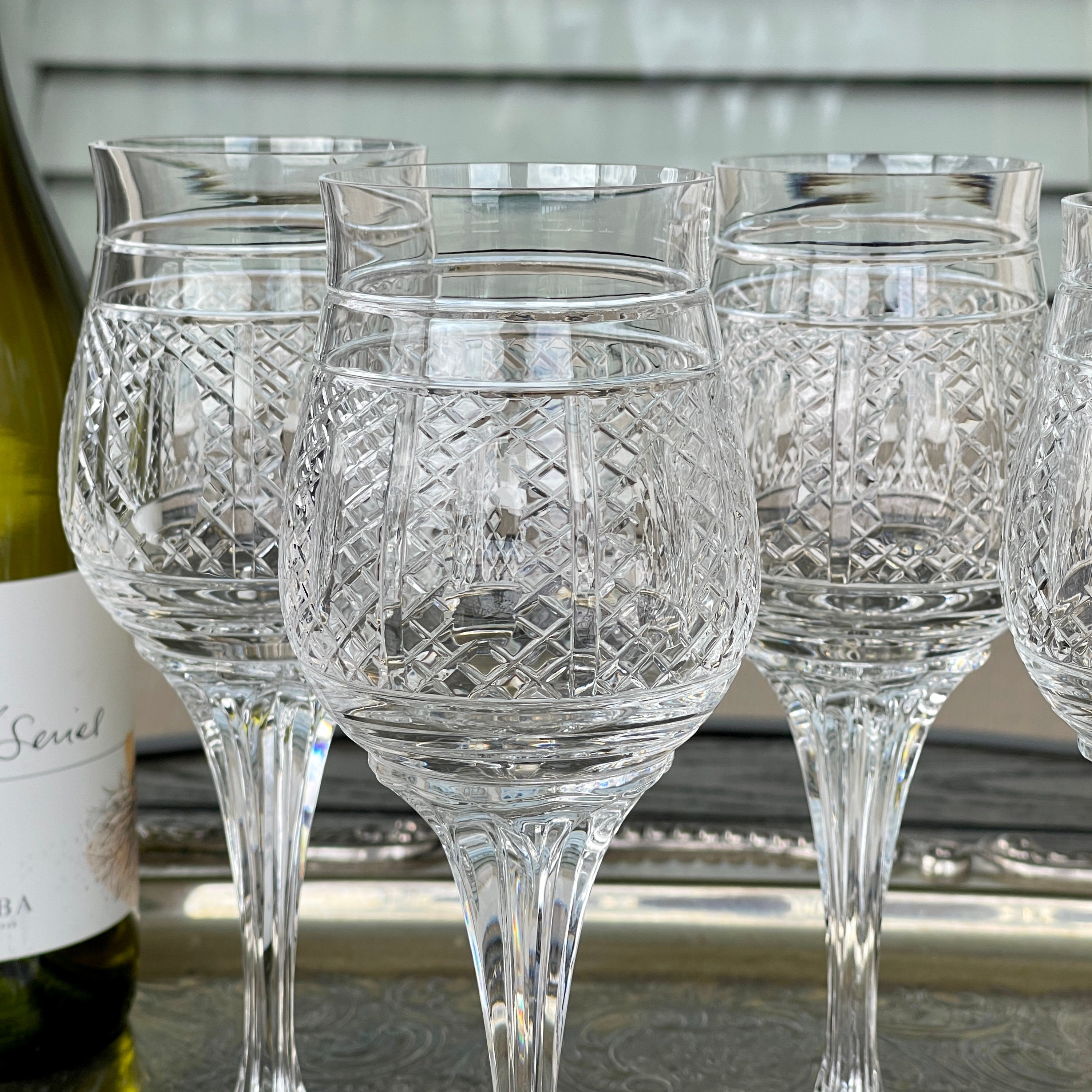 新発売 新商品 Cut Criss Century Mid Four Crystal Heavy Tall Glasses, Wine トップス