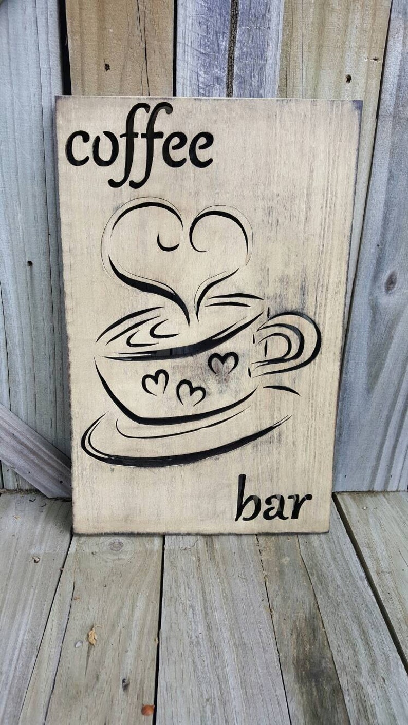 Coffee Sign Kitchen Decor Coffee Bar Wooden Coffee Sign Etsy