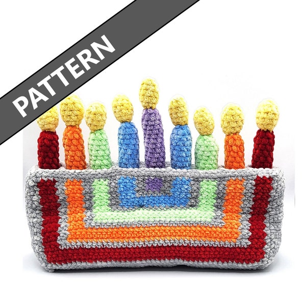 Pattern - Crochet - Rainbow Menorah Plushie