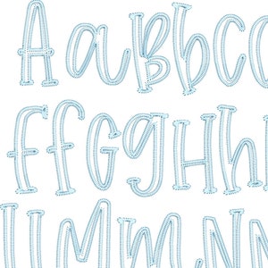 7 Sizes Blanket Stitch Farmhouse Lemonade Applique Embroidery Alphabet Font Digital Machine Embroidery, A to Z, upper and lower case letters