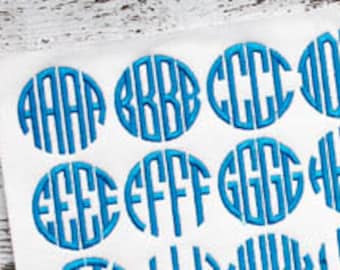 4 Sizes BX Natural Circle 4 Letter Monogram Embroidery Alphabet Font + 6 frames Digital Machine Embroidery, circle font, monogram font