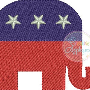 Republican Elephant Digital Machine Embroidery Design 3 sizes, republican embroidery, republican party embroidery, elephant embroidery