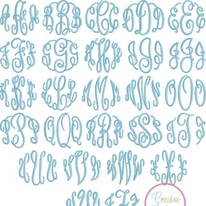 5 Sizes 3 Letter Master Circle Embroidery Monogram Alphabet Font Digital Machine Design circle monogram font circle monogram embroidery