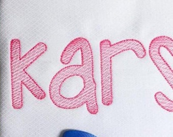 16 Sizes Sketch Embroidery Alphabet Font Digital Machine Embroidery, A thru Z, numbers, bean stitch font, triple stitch font, running stitch