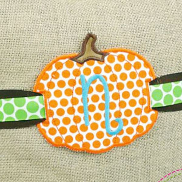 Pumpkin Banner Charm In the Hoop Digital Machine Embroidery Alphabet Design Pattern, in the hoop banner, in the hoop charm