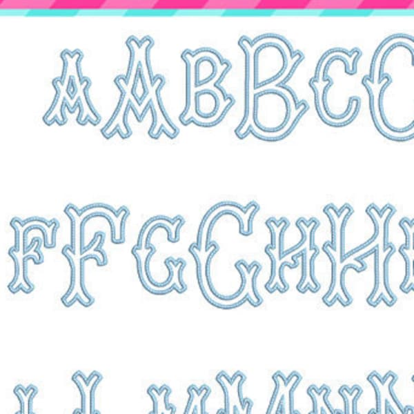 12 Größen - 3" bis 10", Tagliato Monogramm Alphabet Buchstaben Applikation Maschine Stickerei Design, Alphabet Applikation, Fischschwanz Monogramm Alphabet