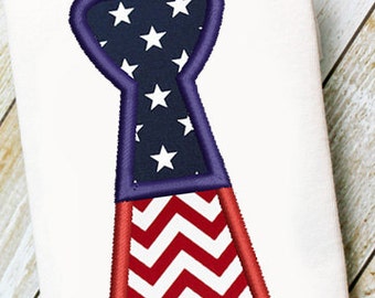 Patriotic Necktie Flag Digital Machine Embroidery Applique Design 4 Sizes