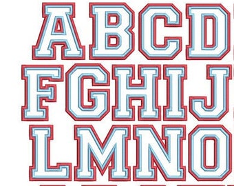 Doppeltes Satin Collegiate Applikation Alphabet Buchstaben A bis Z, College Applikation Alphabet, athletisches Block Applikation Alphabet,