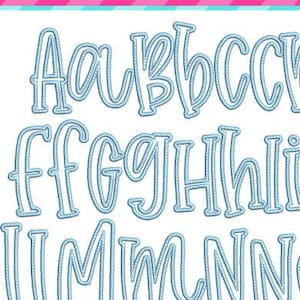 5 Sizes Farmhouse Lemonade Applique Embroidery Alphabet Font Digital Machine Embroidery, A to Z, upper and lower case letters