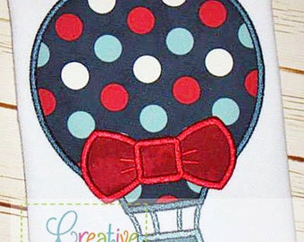 Bow Tie Hot Air Balloon Digital Machine Embroidery Applique Design 4 sizes
